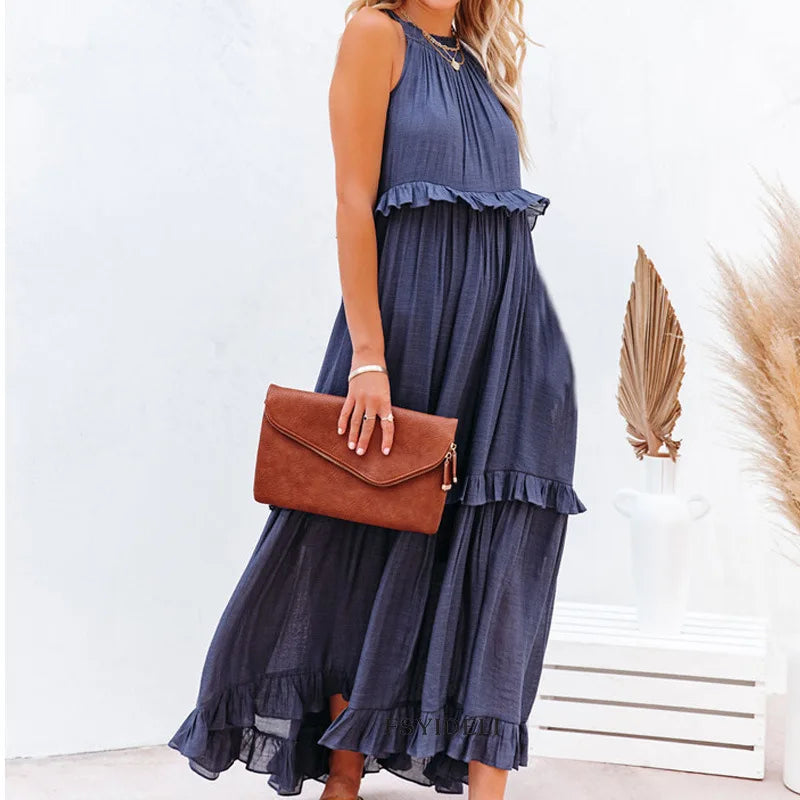 Zephyra Ruffle Trim Maxi Dress