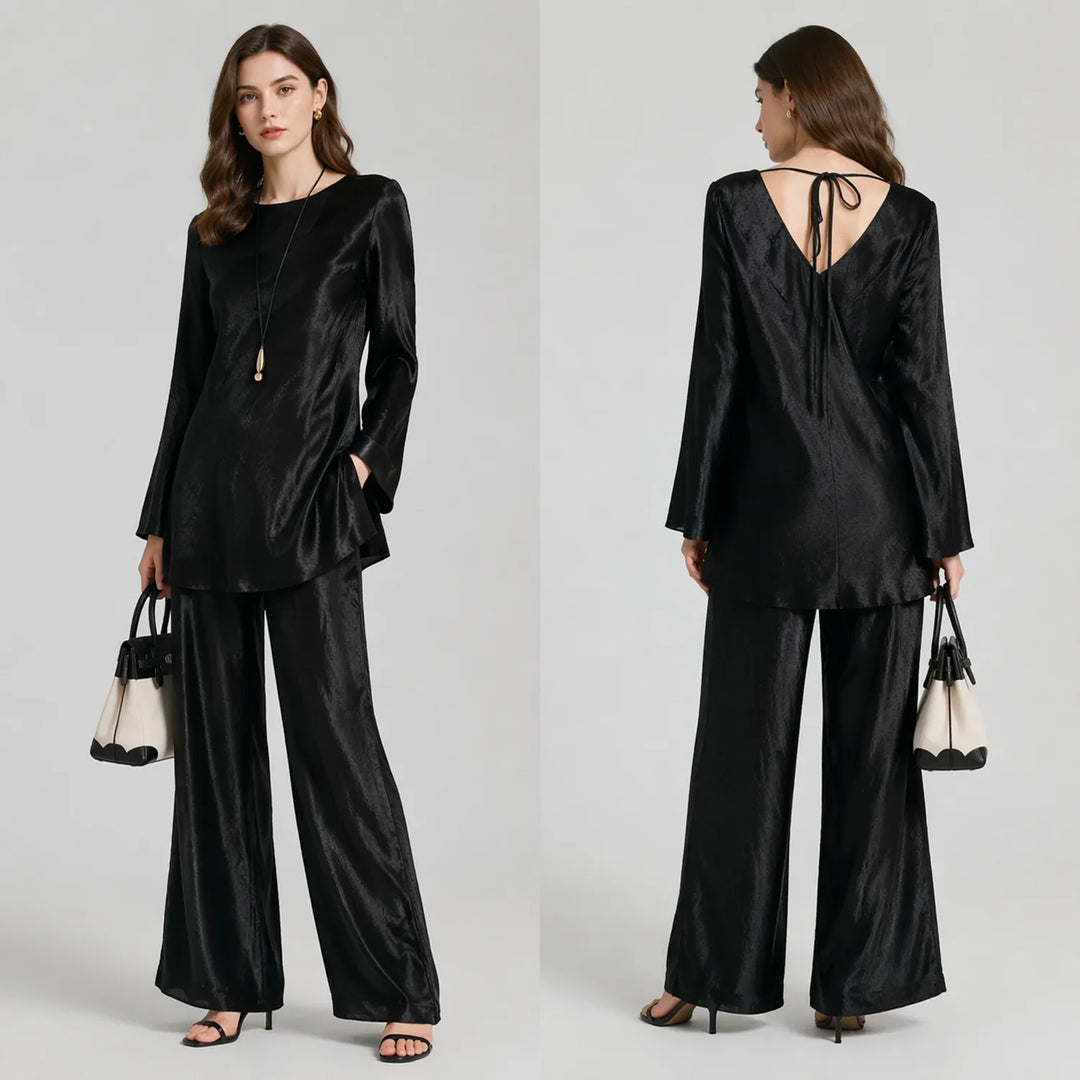 Freya Satin Wide-Leg Set