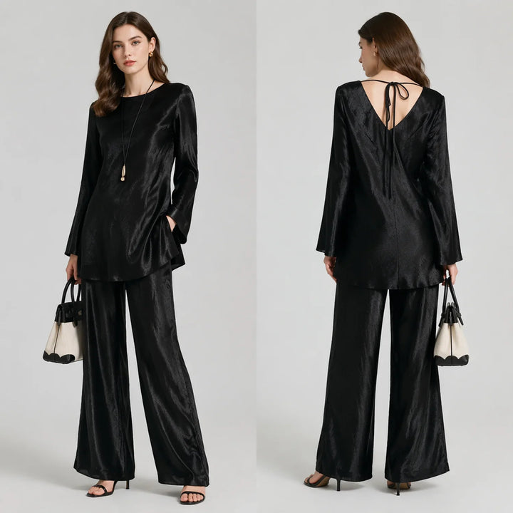Freya Satin Wide-Leg Set