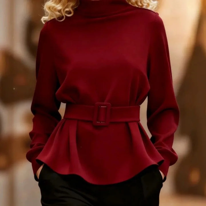 Esmerine Mock Neck Peplum Top