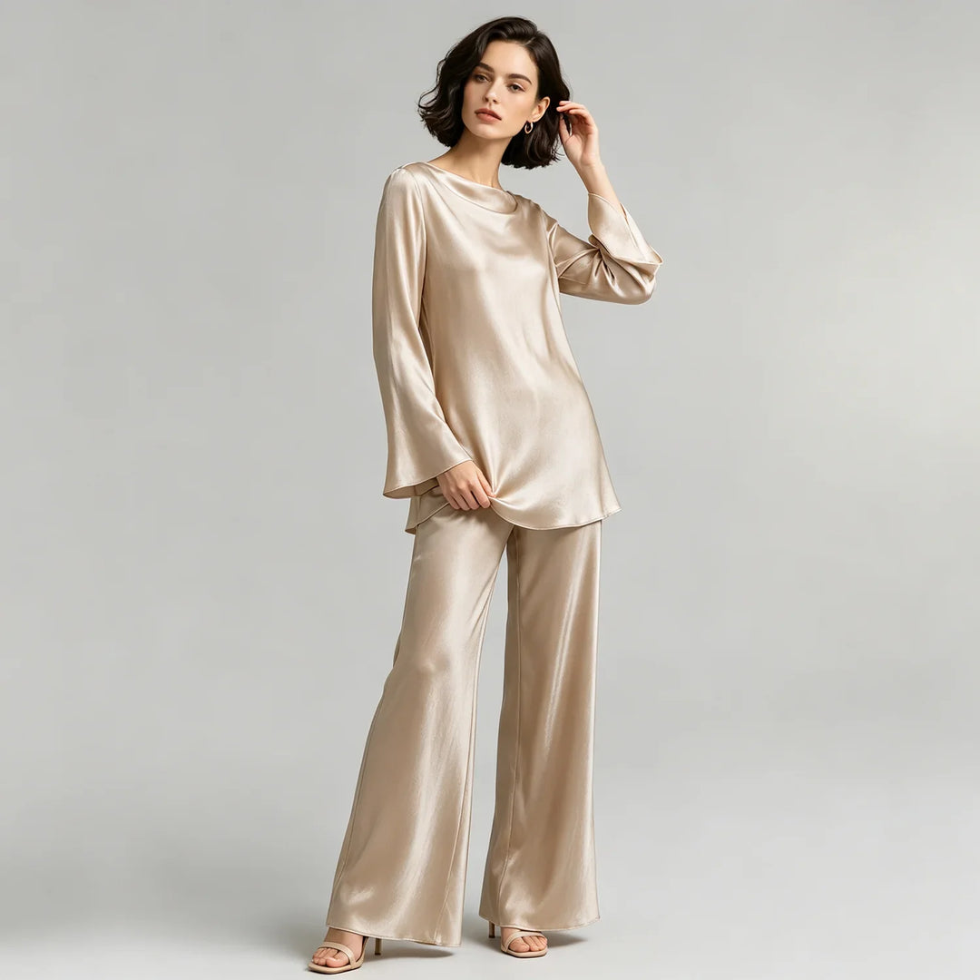 Freya Satin Wide-Leg Set