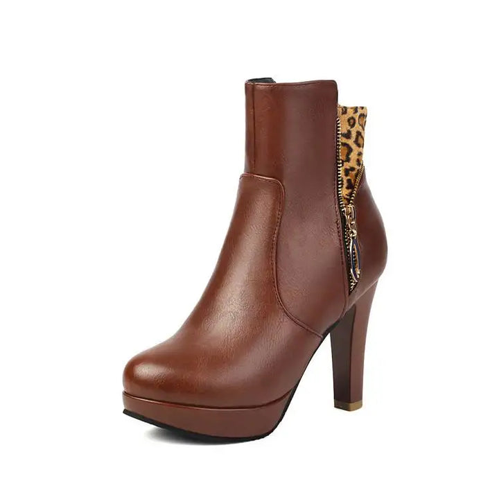 Maren Leopard Panel Ankle Boots