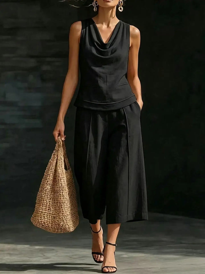 Loriana Relaxed Cowl Neck Trouser Set