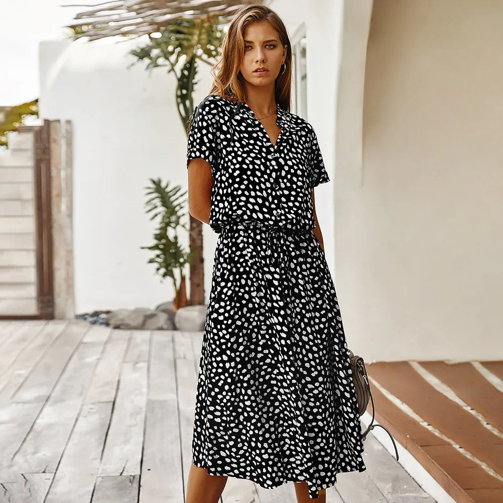 Amabel Printed Midi Shirt Dress