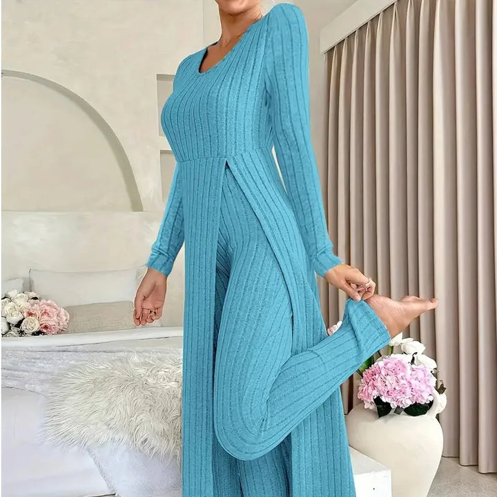 Celandine Ribbed Lounge Two Piece Set