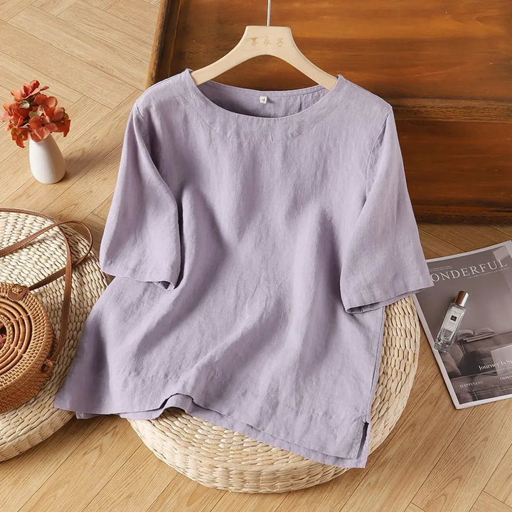 Maribel Breathable Linen Blend Summer Blouse
