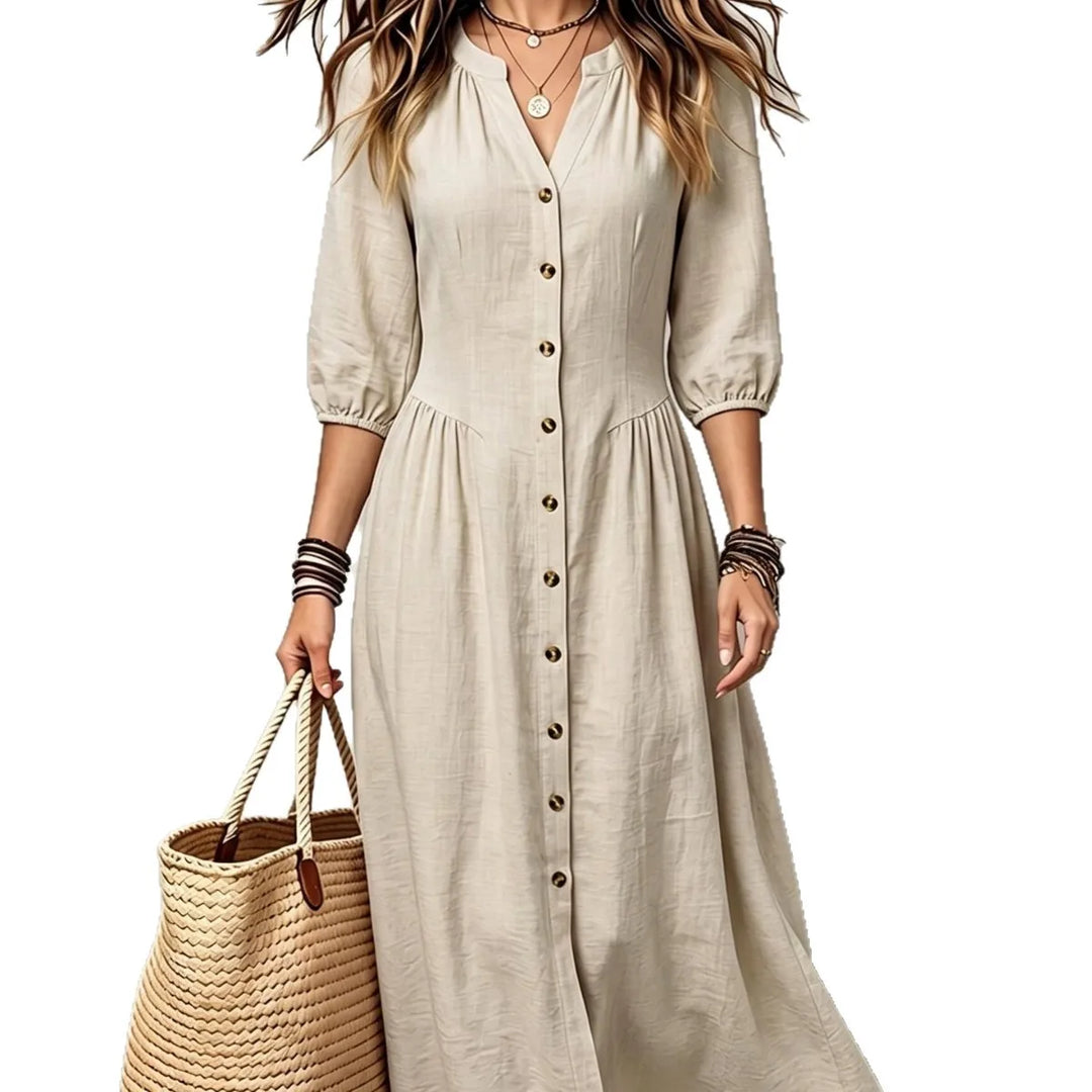 Talia Button Front Maxi Dress