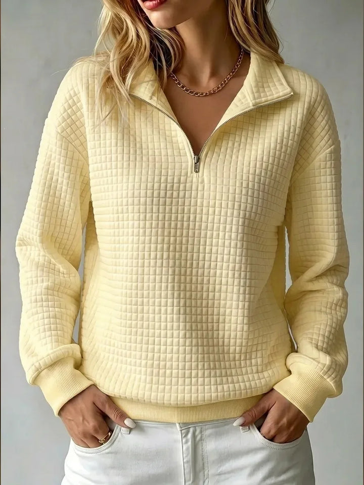 Leslie Waffle Half Zip Sweater