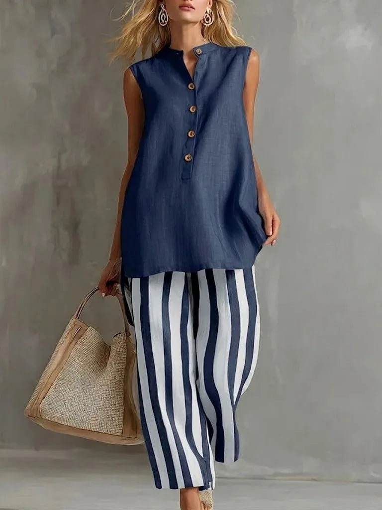 Anara Striped Wide Leg Set