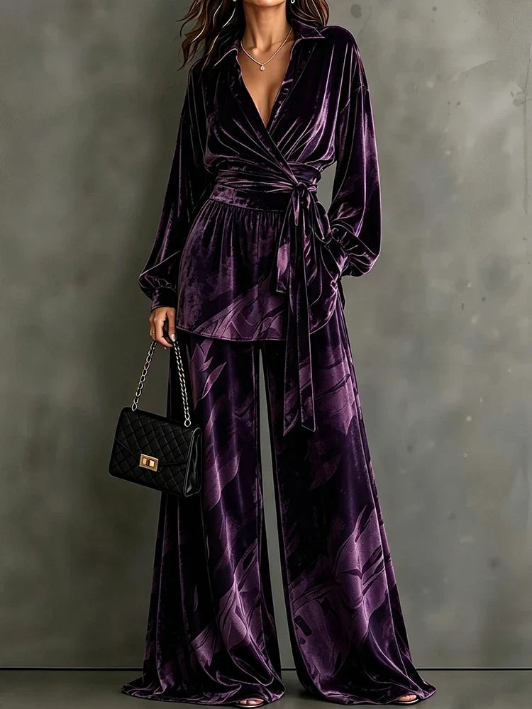 Yvonne Velvet Wrap Front Set