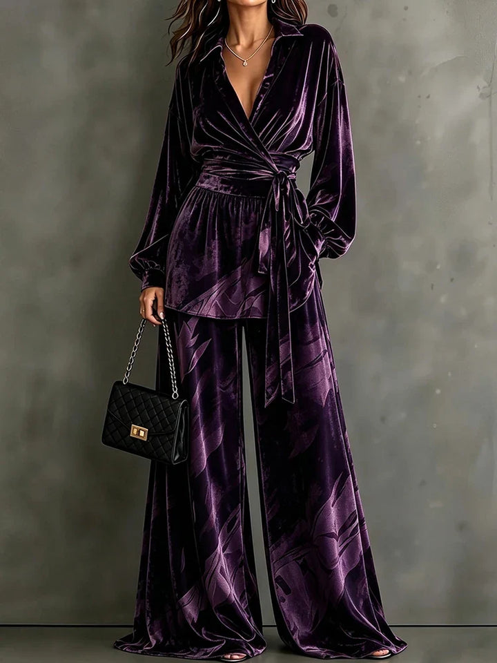 Yvonne Velvet Wrap Front Set