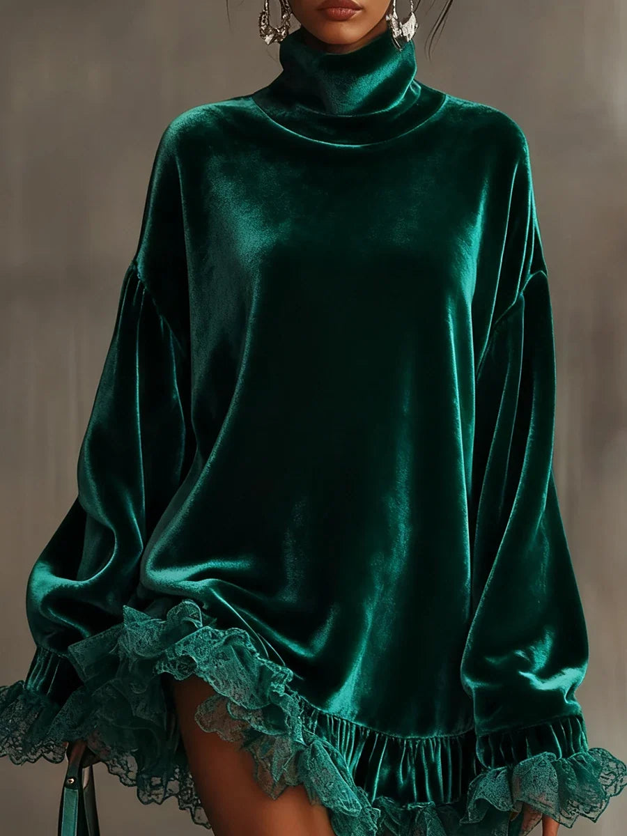 Averly Turtleneck Velvet Dress