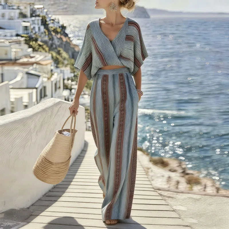 Liliana Striped Pants Suit Set