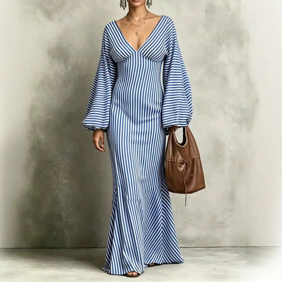 Theodora Lantern Sleeve Maxi Dress