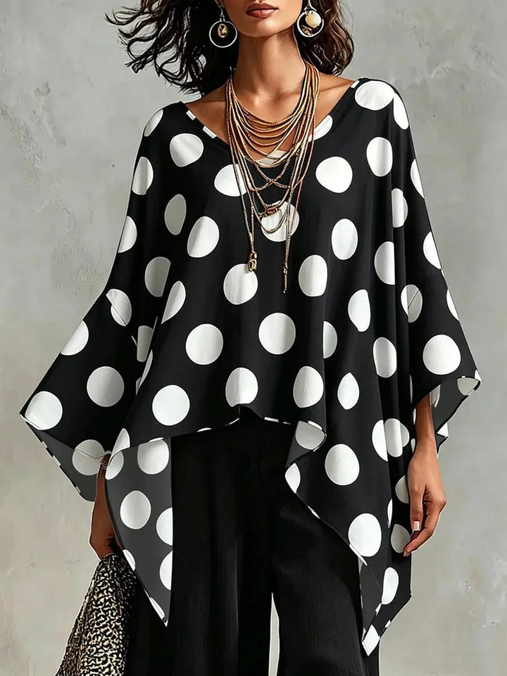Sienna Asymmetrical Polka Dot Blouse