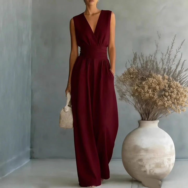 Sophia Sleeveless V Neck Jumpsuit