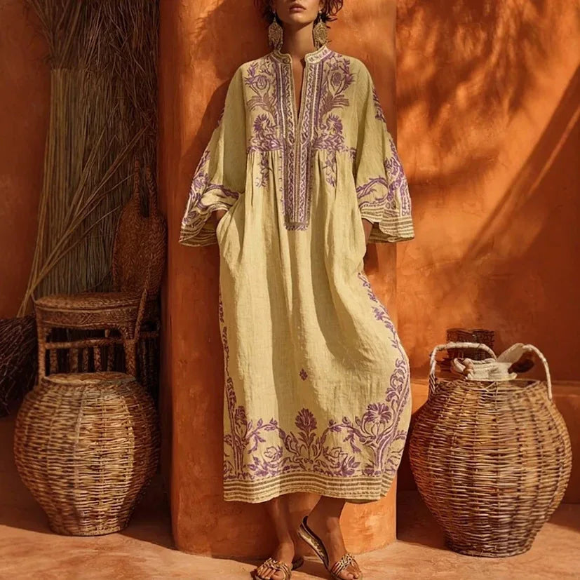 Leonie Bohemian Short Sleeve Maxi Dress