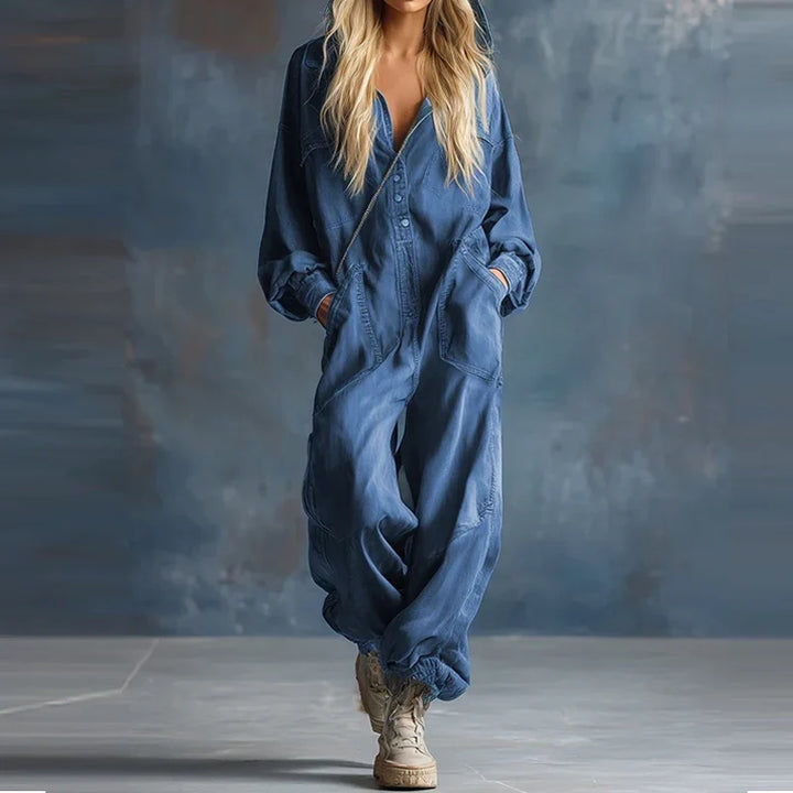 Clementine Snap Front Denim Jumpsuit