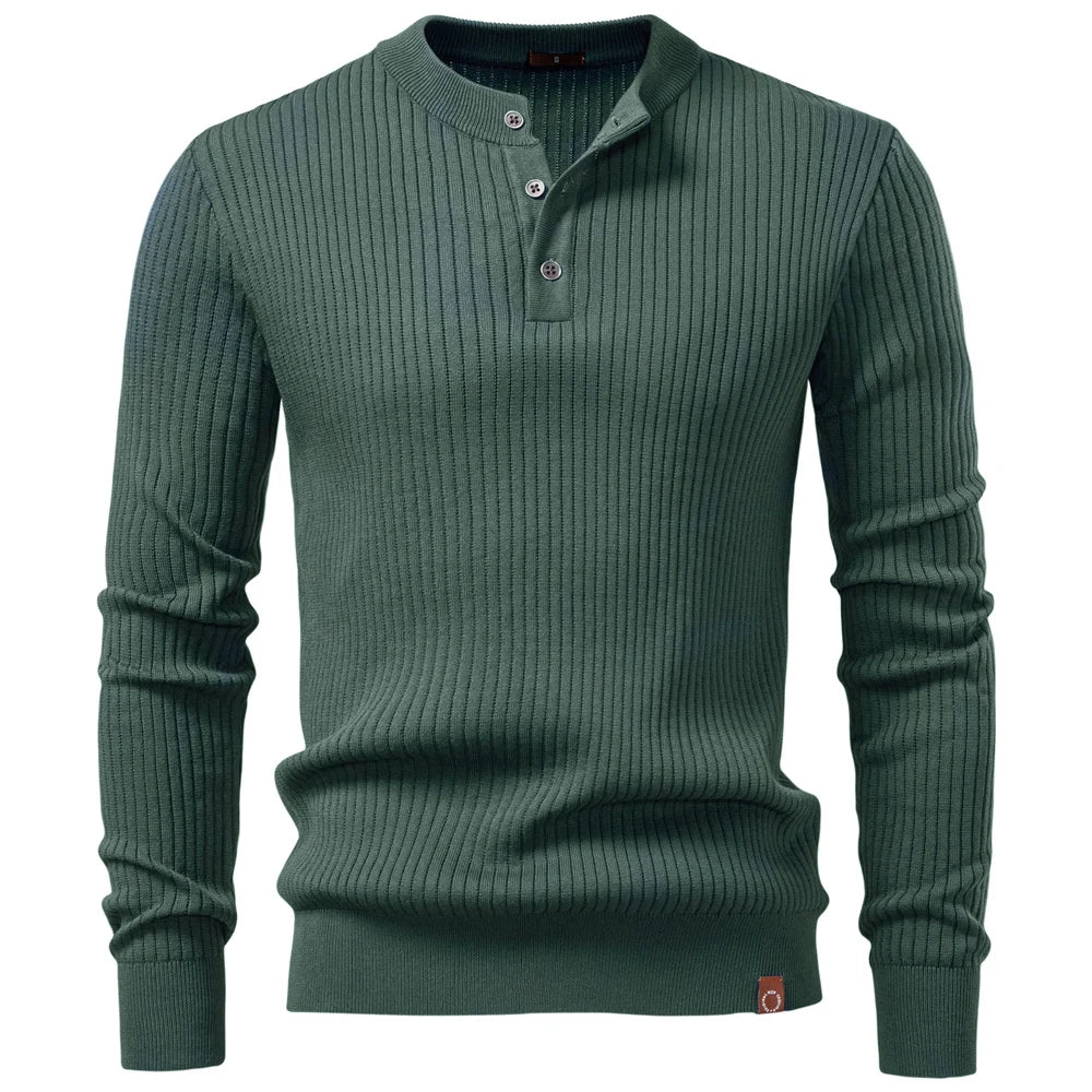 Thaddeus Ribbed Knit Henley