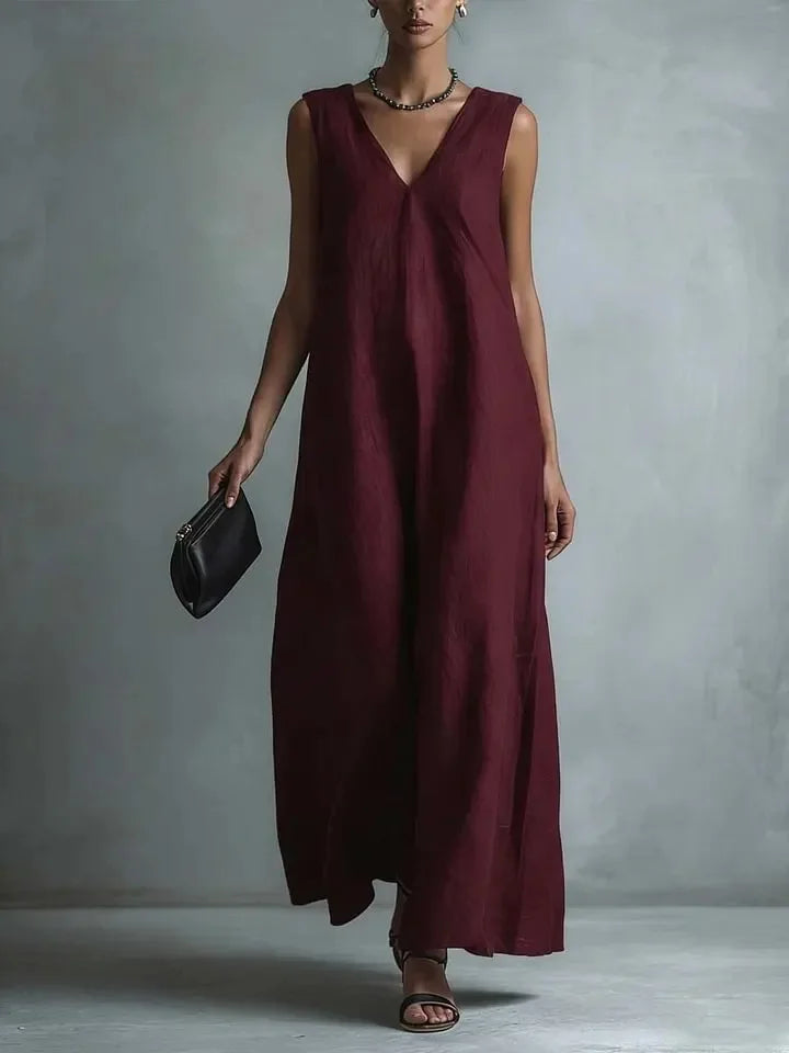 Oriana Breathable Cotton Linen Long Dress