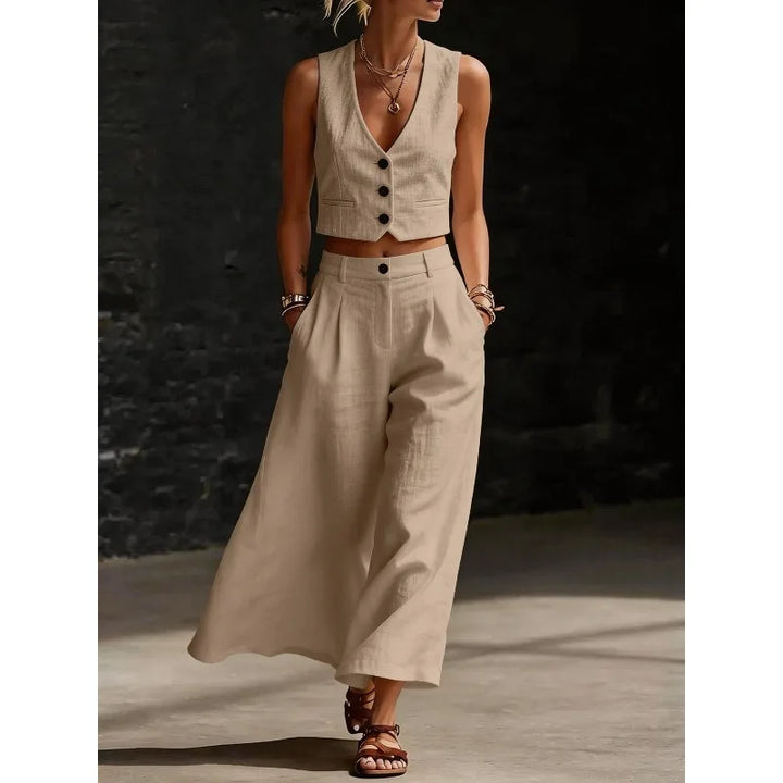 Raina Linen Blend Two Piece Set