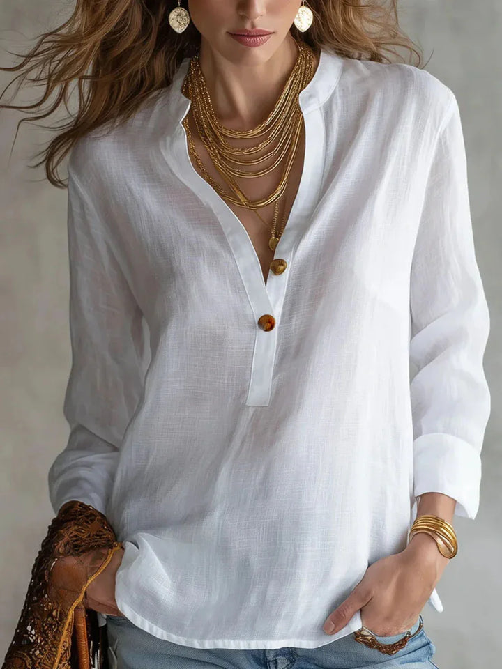 Amelia Breathable Linen Blend Blouse