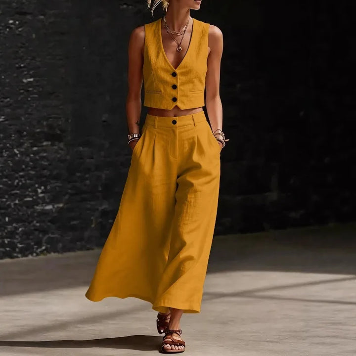 Raina Linen Blend Two Piece Set