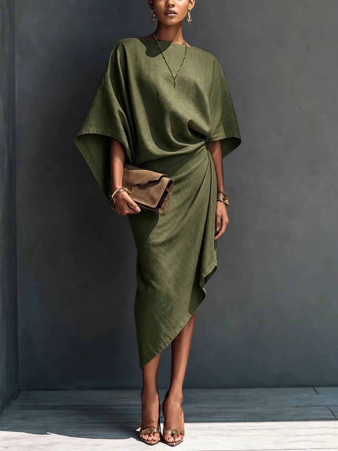 Thalia Batwing Sleeve Midi Dress