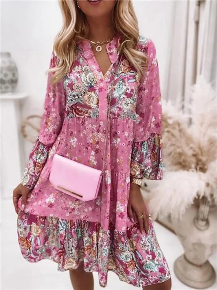 Vivian Boho Floral Mini Dress
