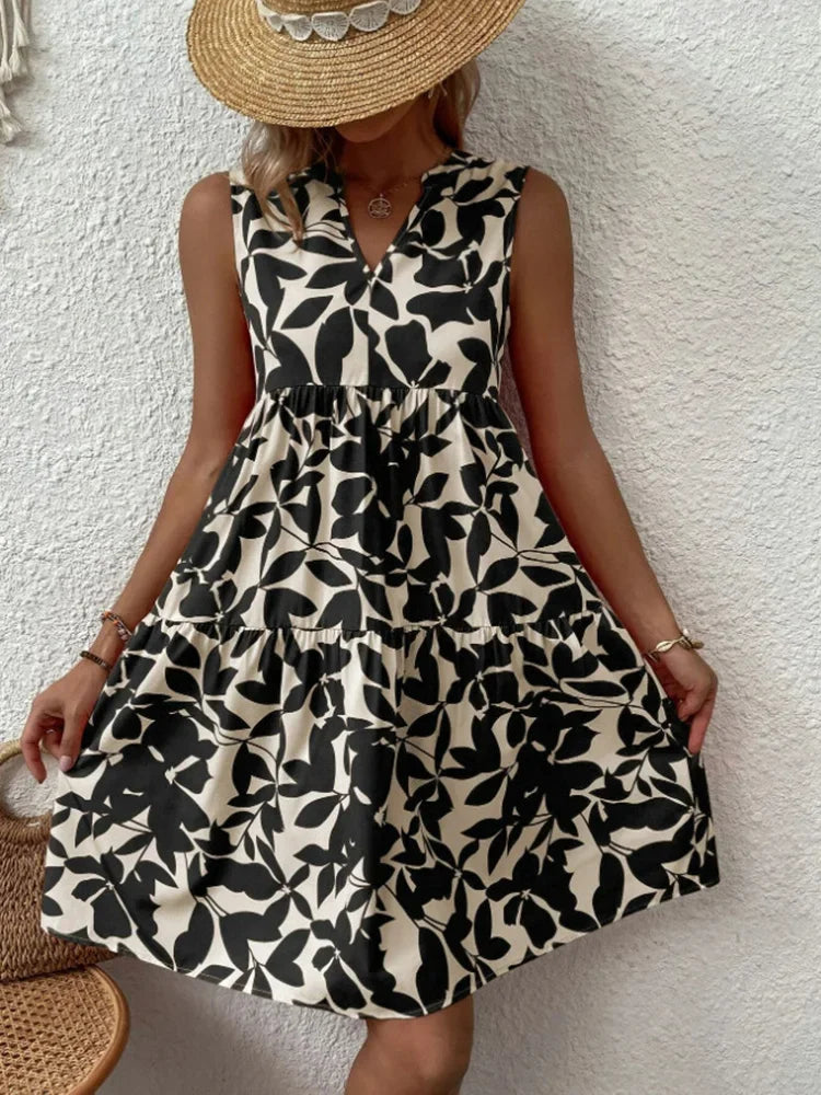 Yelena Boho Print Ruffled Mini Dress