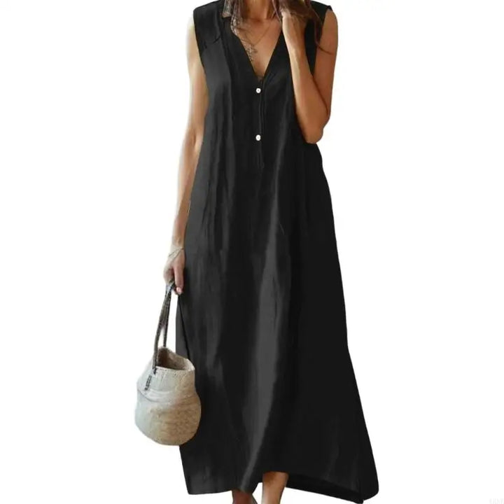 Elana Relaxed Linen Maxi Dress