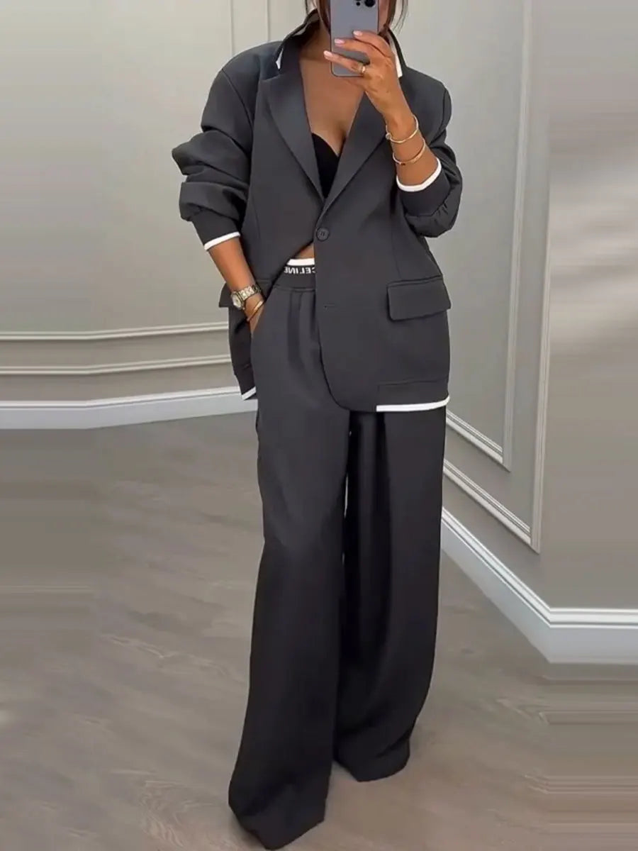 Coralline Contrast Trim Pant Suit
