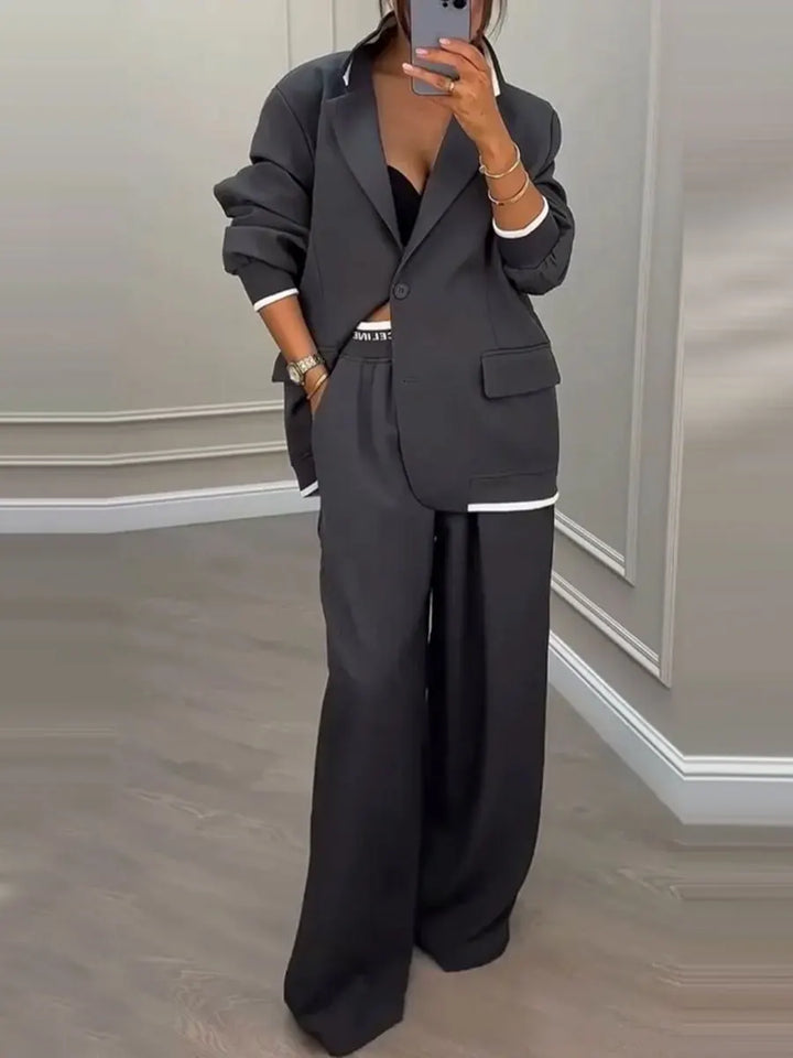 Coralline Contrast Trim Pant Suit