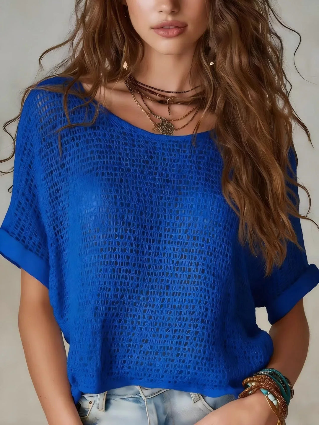 Coralie Breathable Short Sleeve Crochet Top
