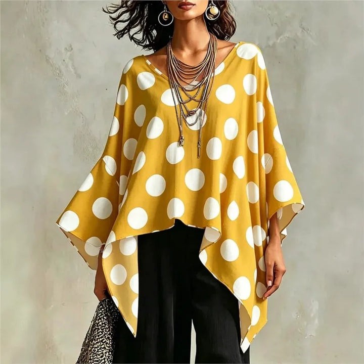 Sienna Asymmetrical Polka Dot Blouse