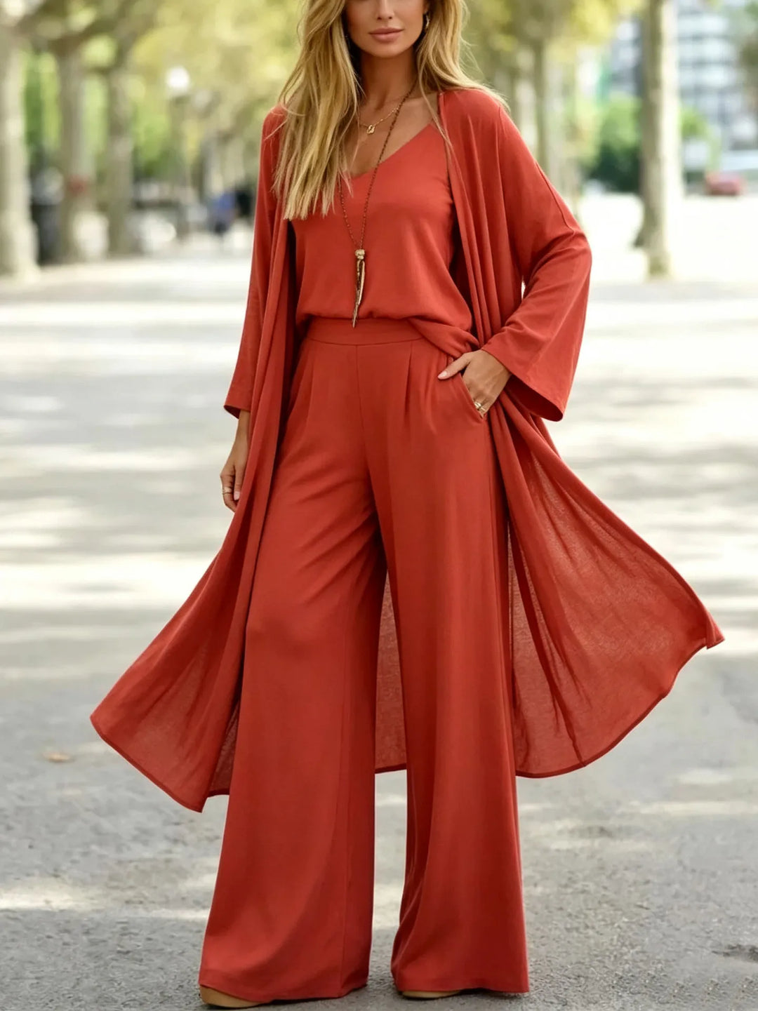Darlene Open Front Three Piece Set