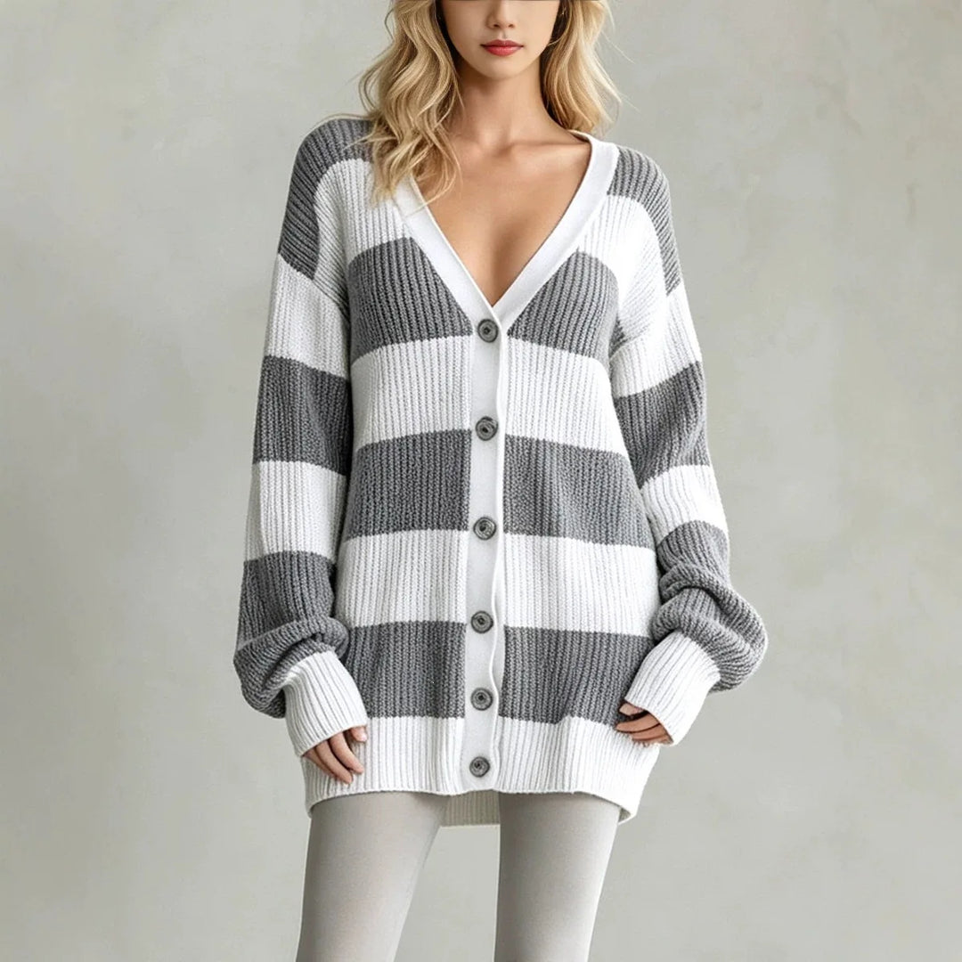 Priyanka Striped Knit Cardigan
