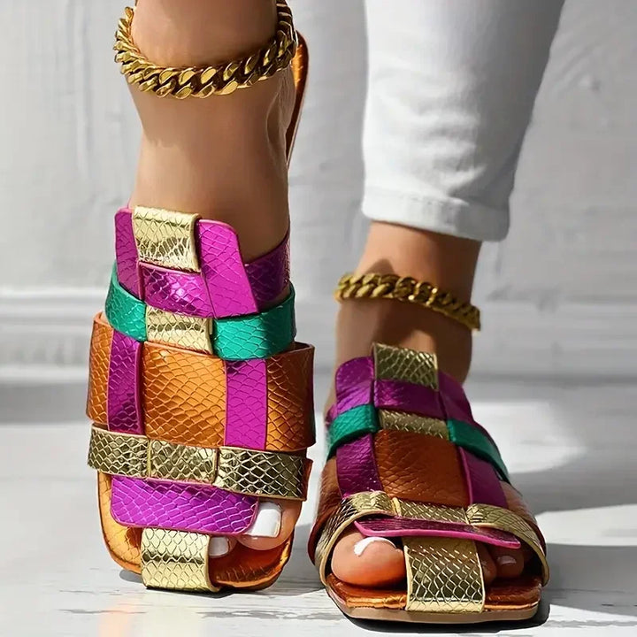 Zaffira Woven Mosaic Flat Sandals
