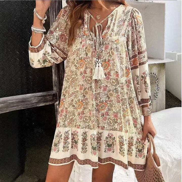 Avery Relaxed Boho Print Mini Dress