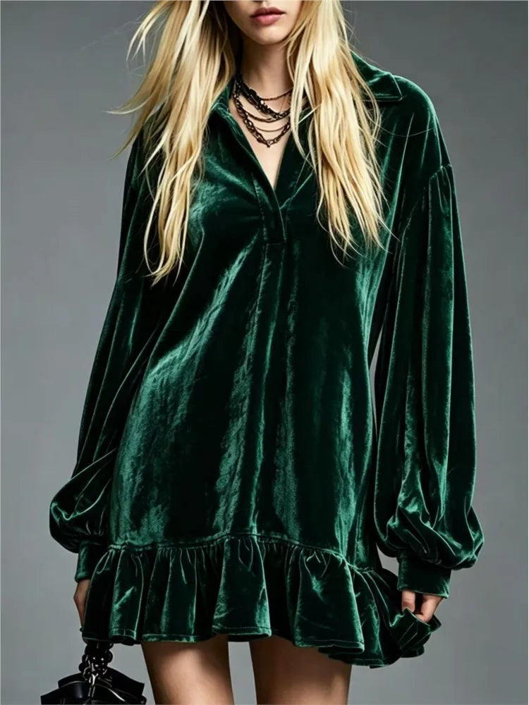 Sofia Velvet Ruffle Mini Dress
