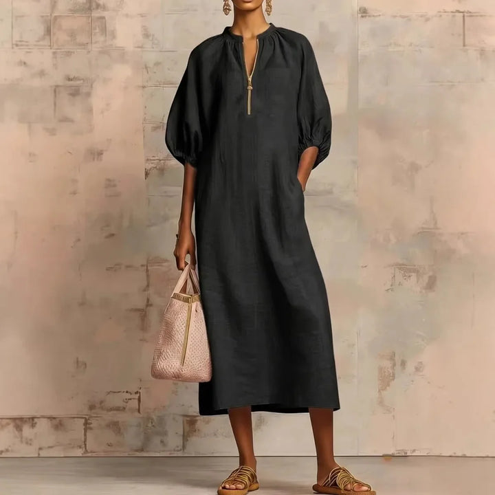 Zahara Puff Sleeve Midi Dress