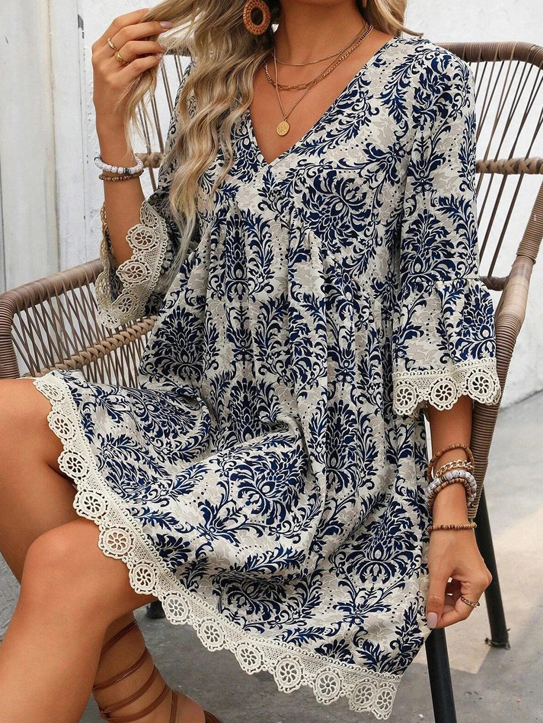 Hailey Bohemian Lace Mini Dress