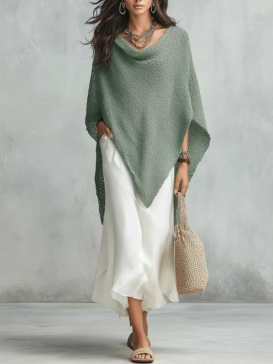 Yasmin Knit Poncho Maxi Dress Set