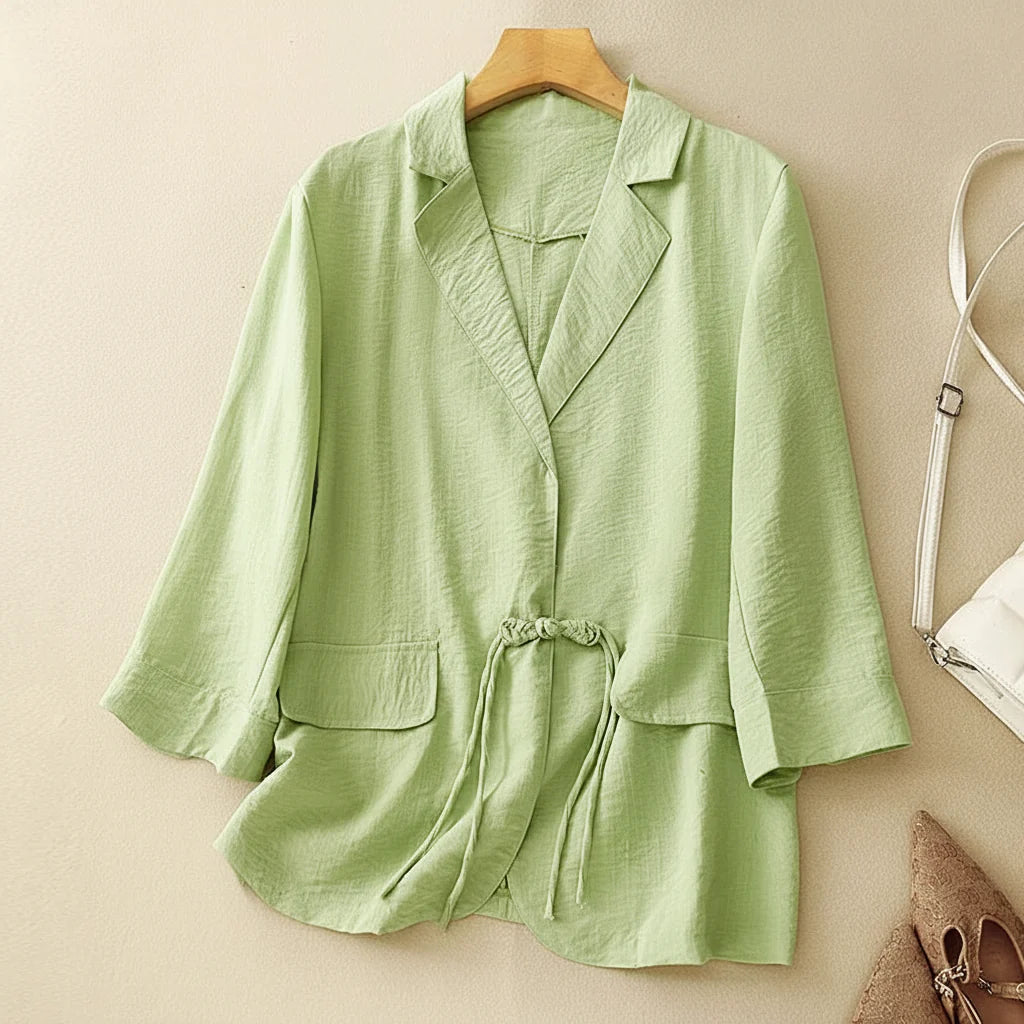 Melissa Drawstring Linen Blazer