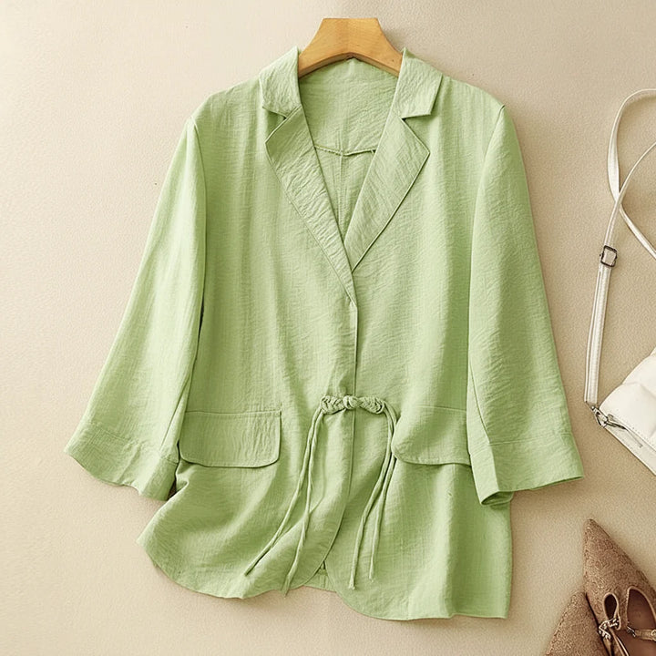 Melissa Drawstring Linen Blazer