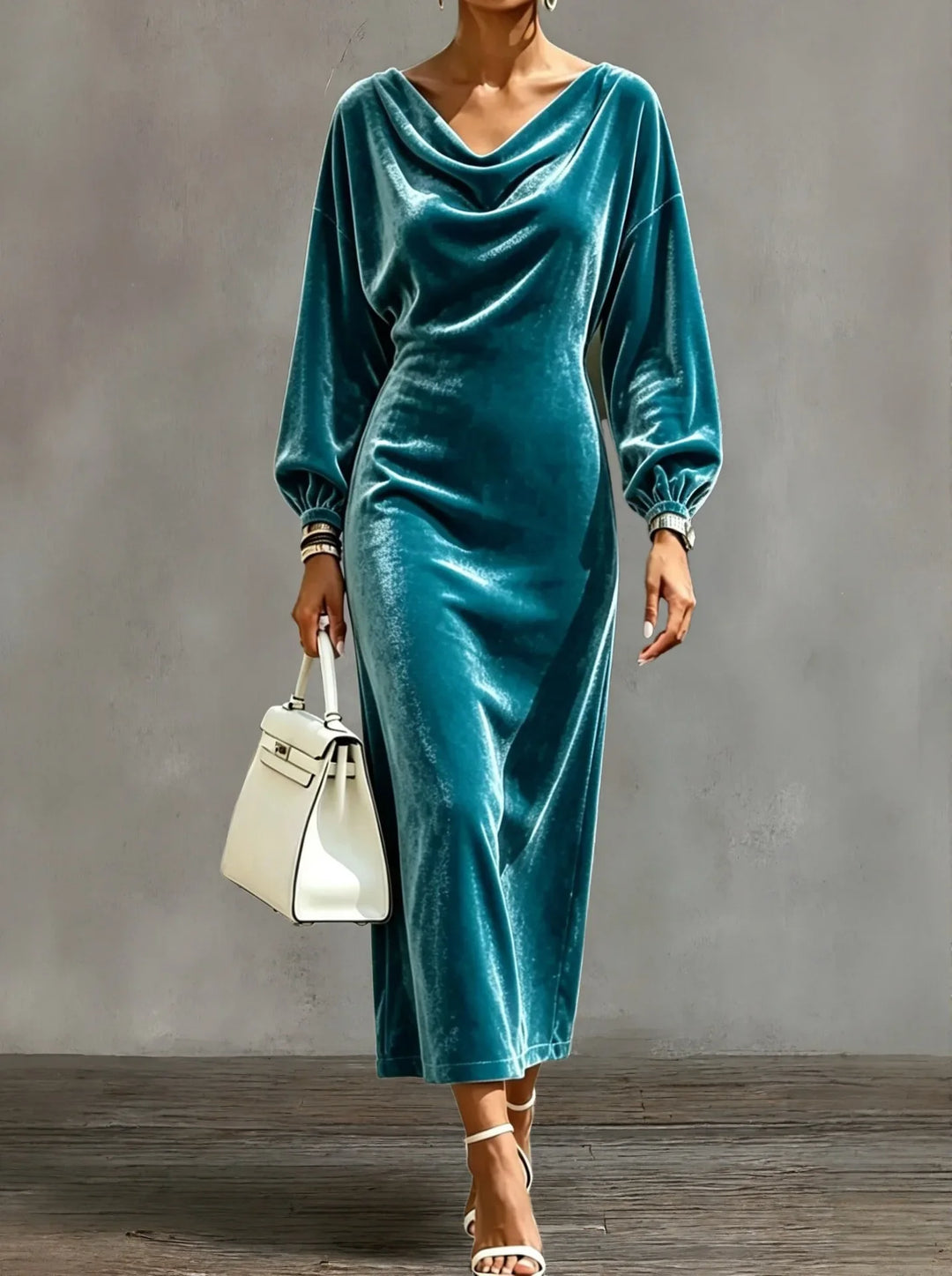 Estelle Cowl Neck Velvet Dress