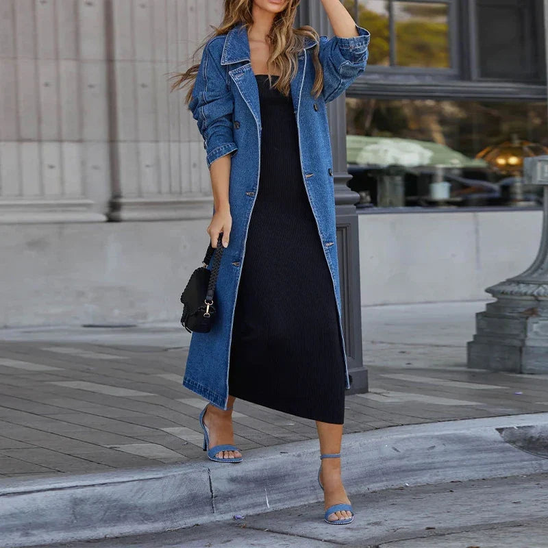 Sabina Tie Waist Denim Trench