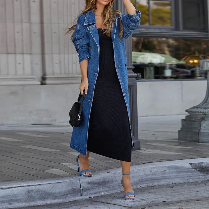 Sabina Tie Waist Denim Trench