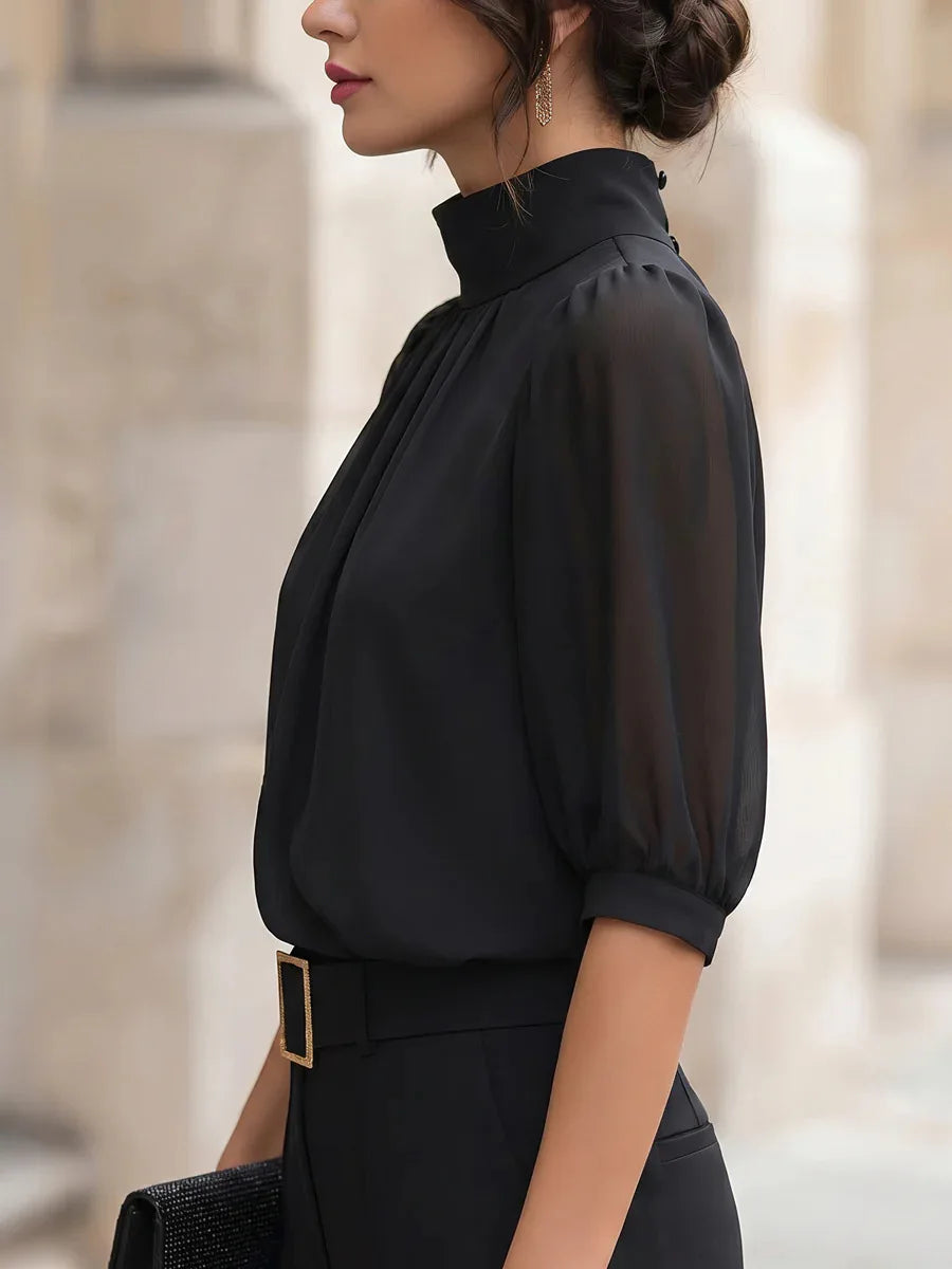 Quince Pleated Chiffon Blouse