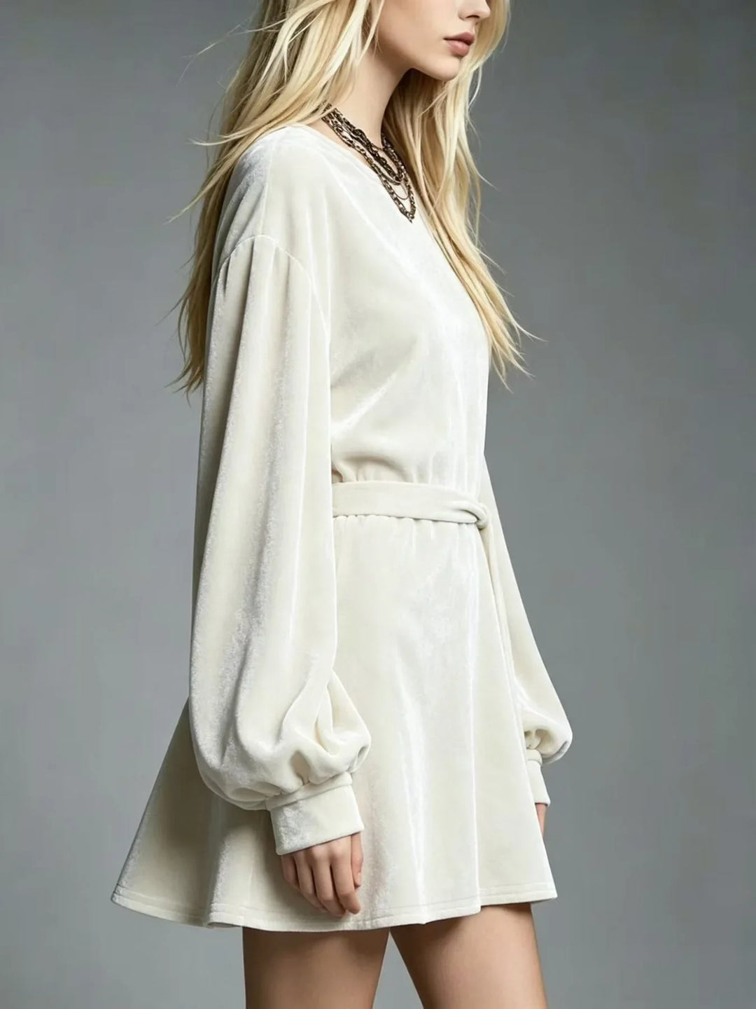 Corinne Tie Waist Velvet Dress